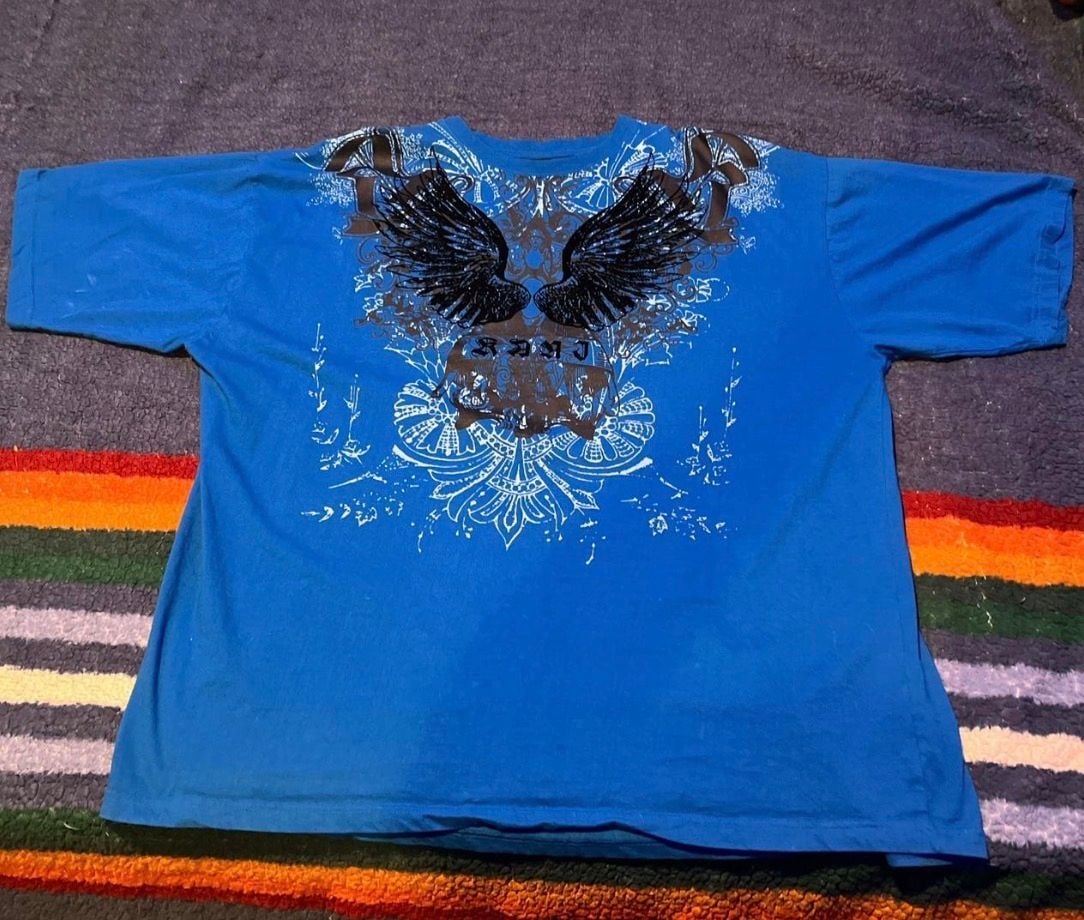 Karl Kani Kani Gold Blue Graphic Wings TShirt Size 4x
